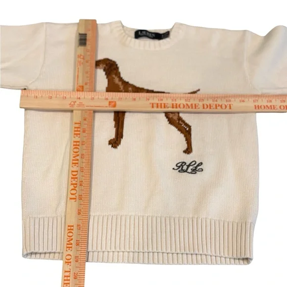 Lauren Ralph Lauren Dog Knit Sweater Women’s Petite Small PS Cream Intarsia - Picture 4 of 6